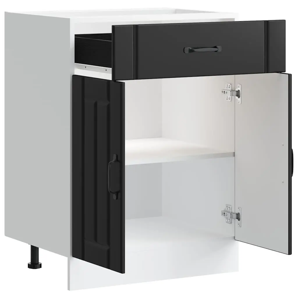Kitchen Base Cabinet Engineered Wood Black Adjustable Feet