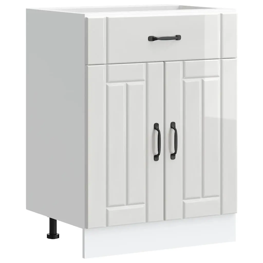Kitchen Base Cabinet Engineered Wood High Gloss White