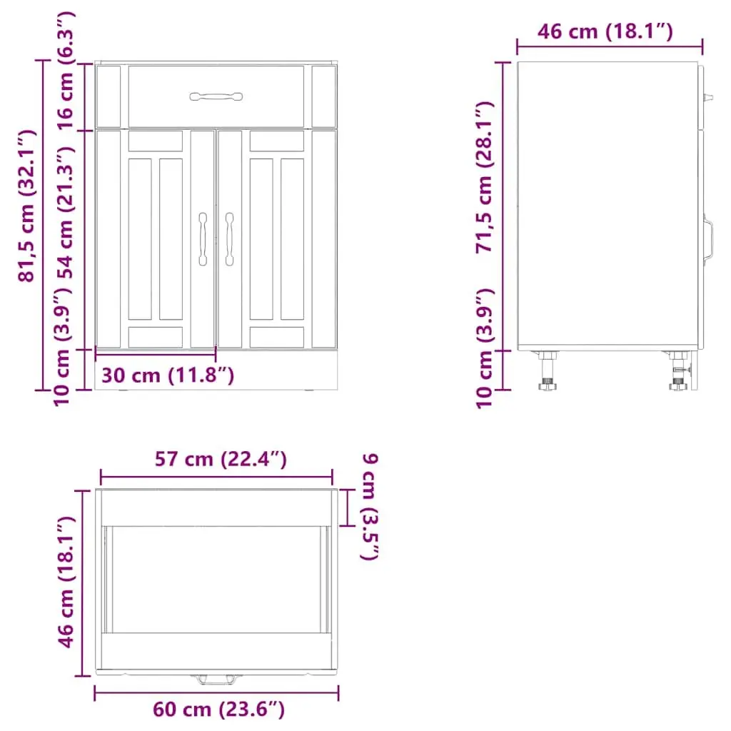 Kitchen Base Cabinet Engineered Wood High Gloss White