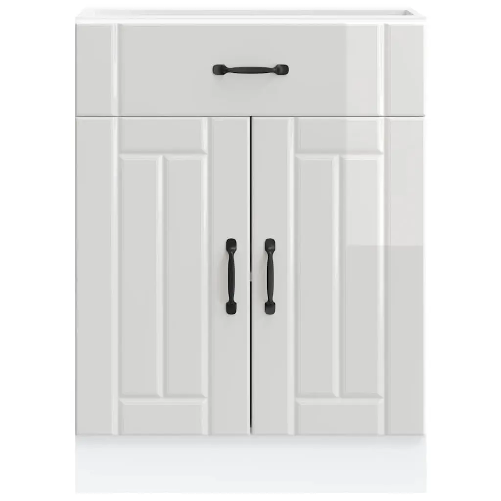 Kitchen Base Cabinet Engineered Wood High Gloss White