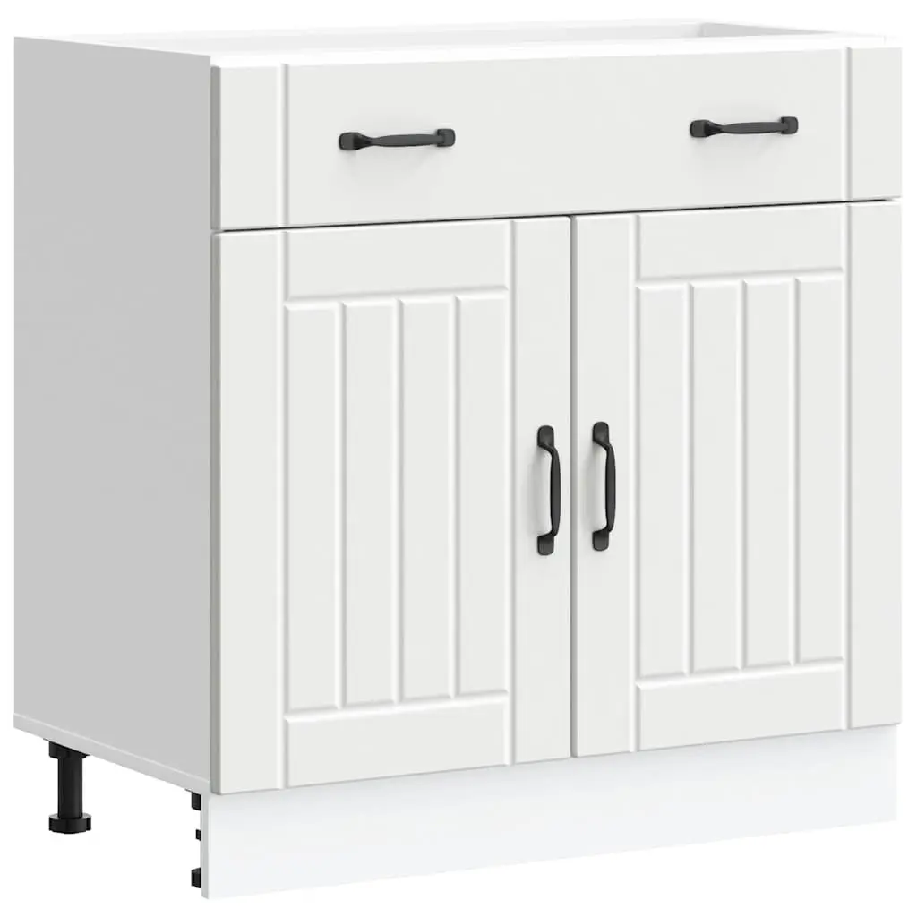 Kitchen Base Cabinet Engineered Wood White Storage Cupboard