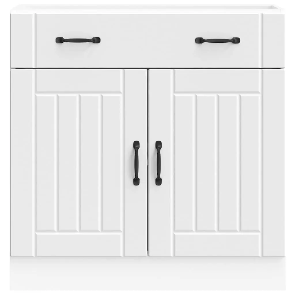 Kitchen Base Cabinet Engineered Wood White Storage Cupboard