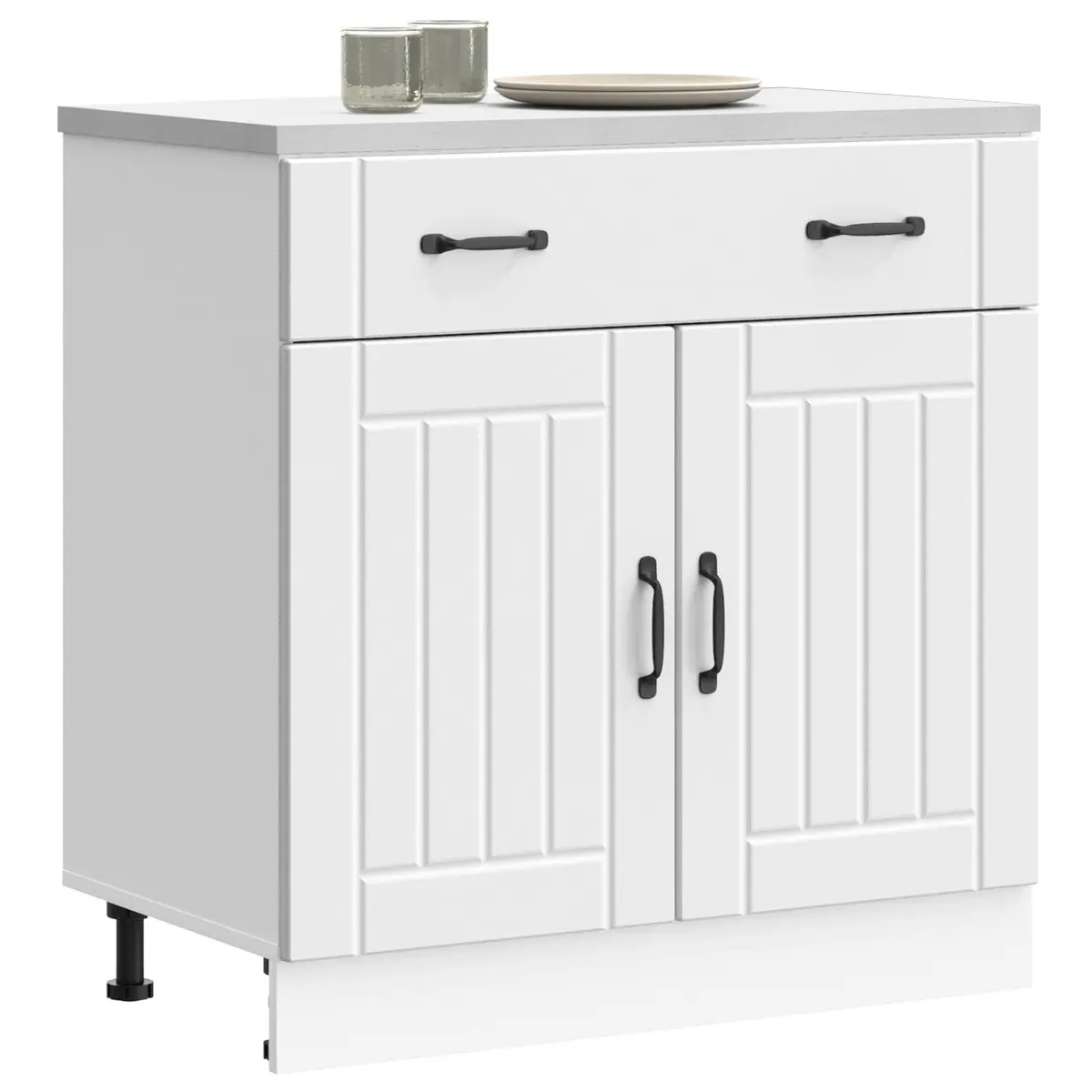 Kitchen Base Cabinet Engineered Wood White Storage Cupboard