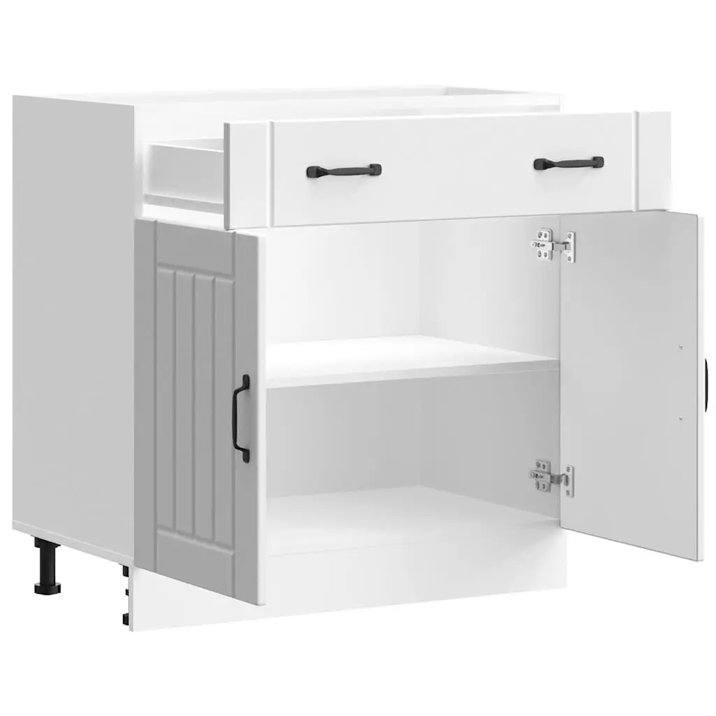 Kitchen Base Cabinet Engineered Wood White Storage Cupboard