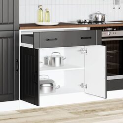 Functional Black Engineered Wood Kitchen Storage Solution