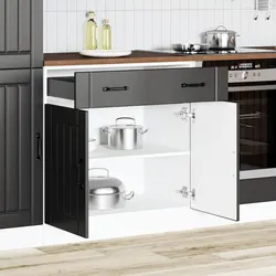 Functional Black Engineered Wood Kitchen Storage Solution