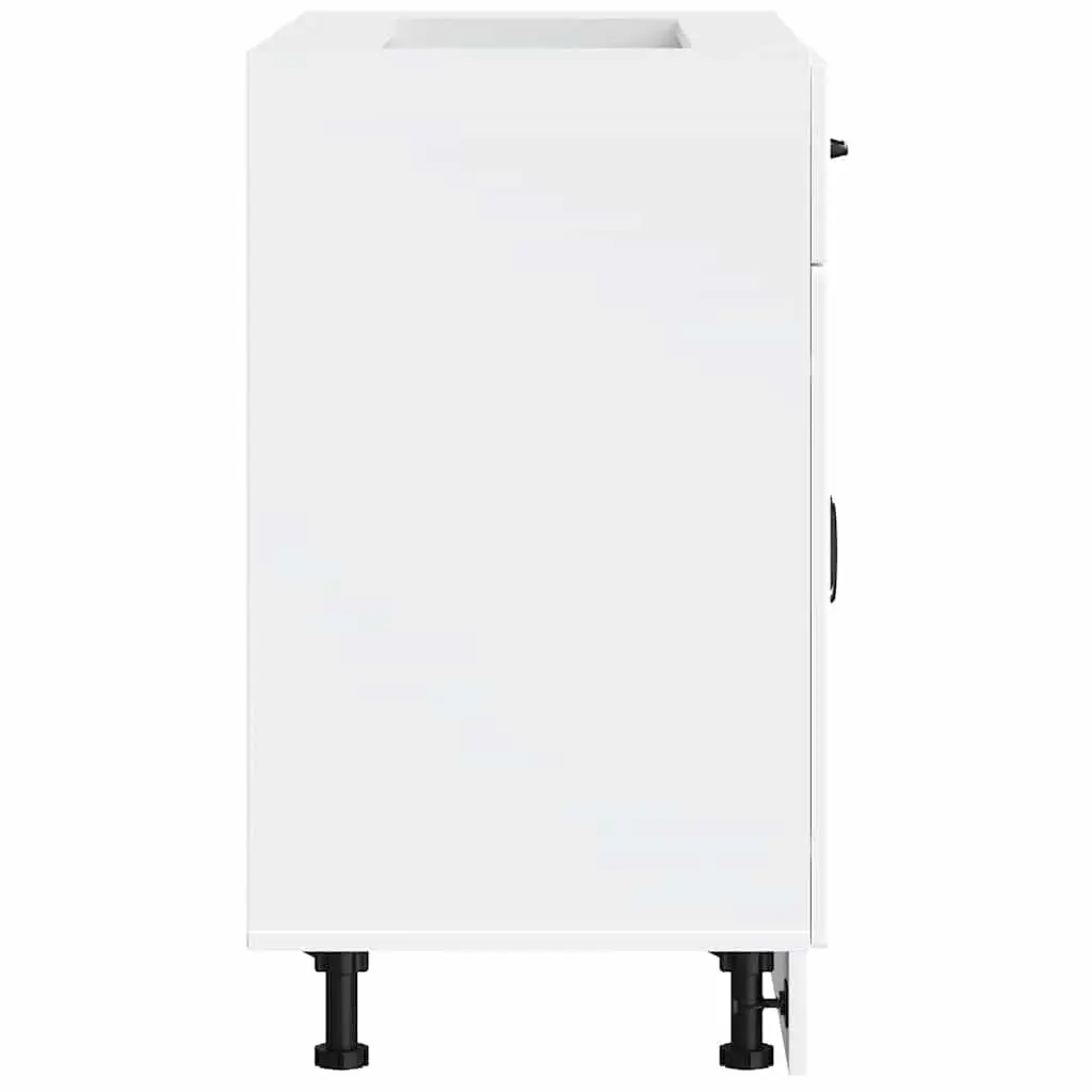 Kitchen Storage Cupboard Base Cabinet High Gloss White Engineered Wood with Adjustable Feet