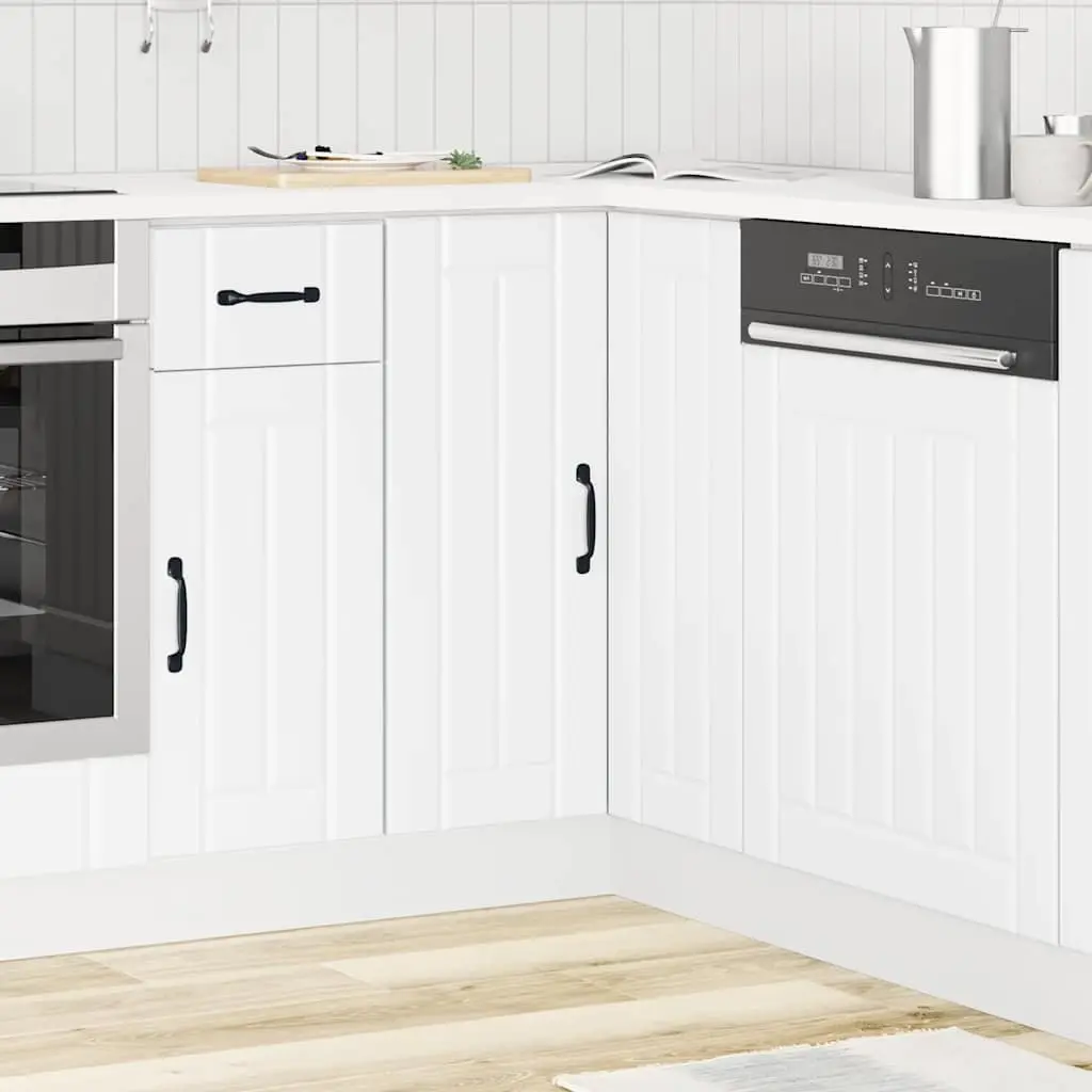 Kitchen Corner Base Cabinet Engineered Wood White Adjustable Feet