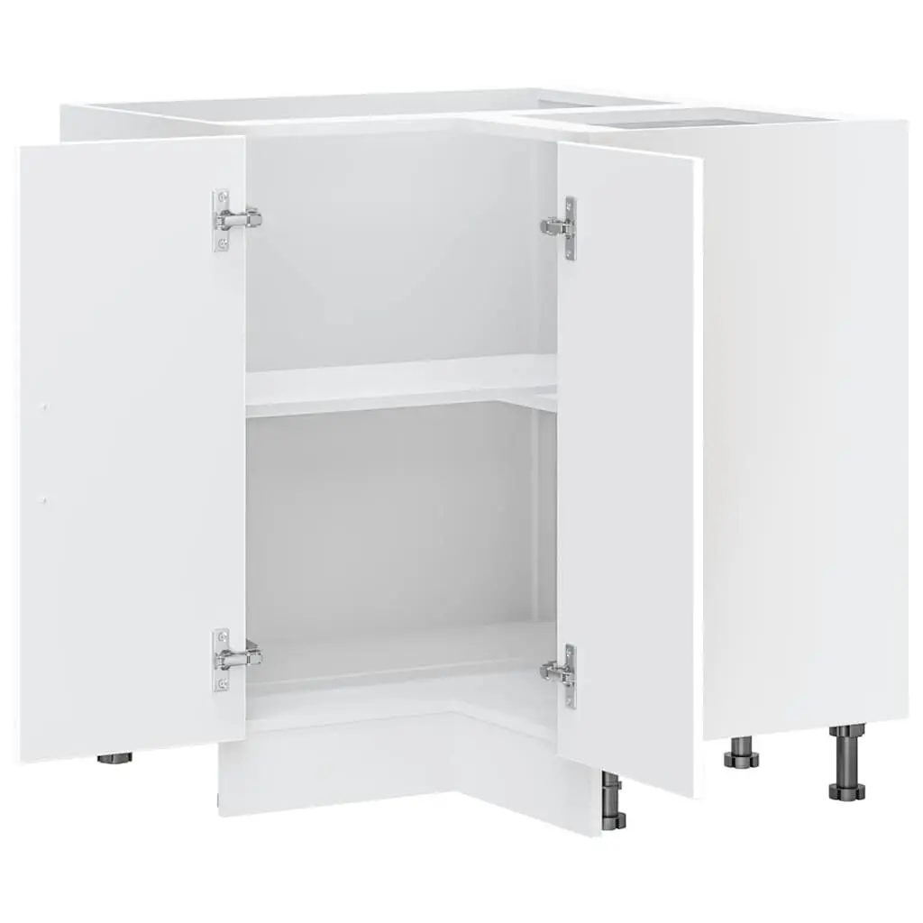 Kitchen Corner Base Cabinet Engineered Wood White Adjustable Feet
