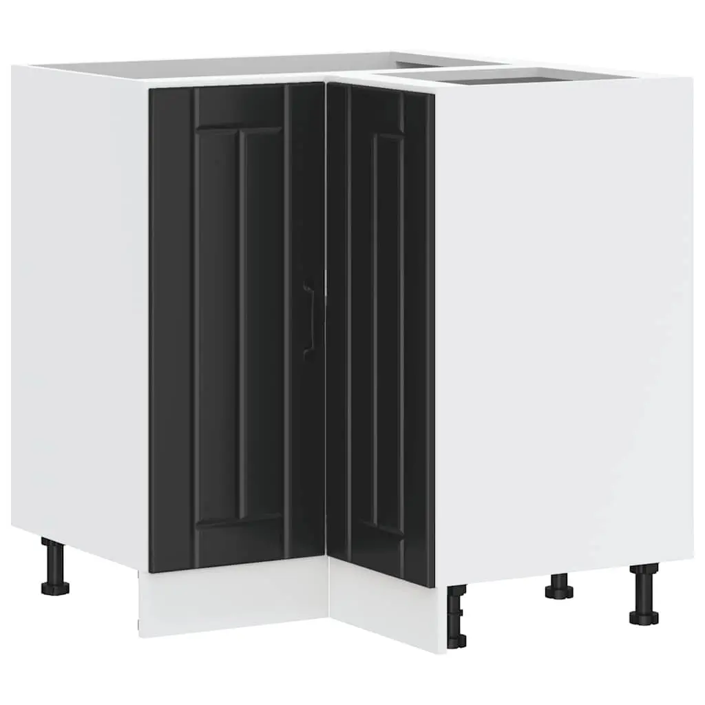 Kitchen Corner Base Cabinet Engineered Wood Black