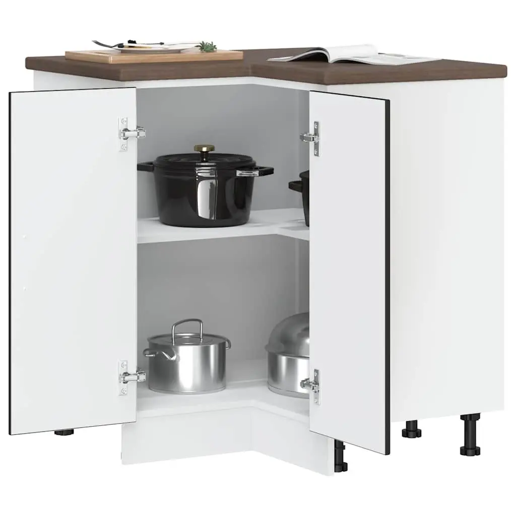 Kitchen Corner Base Cabinet Engineered Wood Black