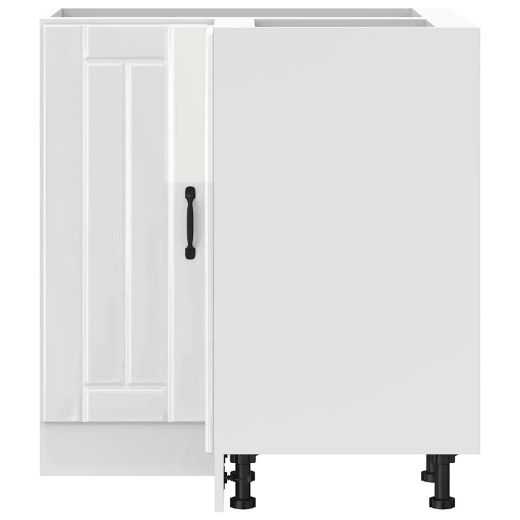 Kitchen Corner Base Cabinet White Engineered Wood Storage Organiser Unit