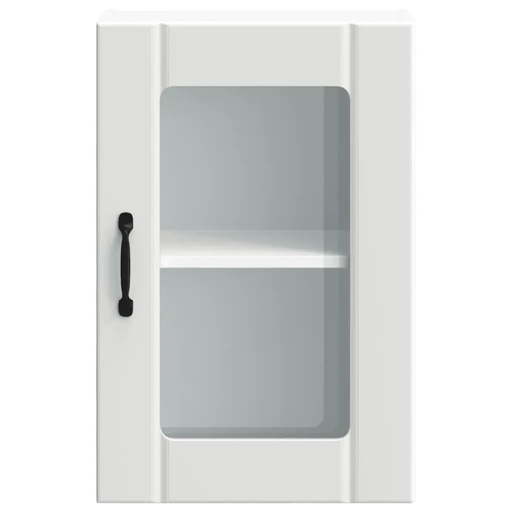 Kitchen Cabinet Engineered Wood Wall-Mounted Storage Cupboard Glass Door White