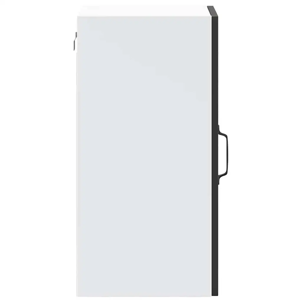 Wall Mounted Kitchen Cabinet Black Engineered Wood Storage with Glass Door