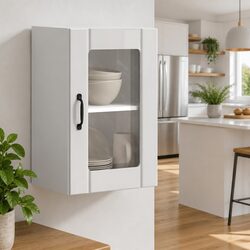 Functional Wall-Mounted Kitchen Cabinet with Glass Door