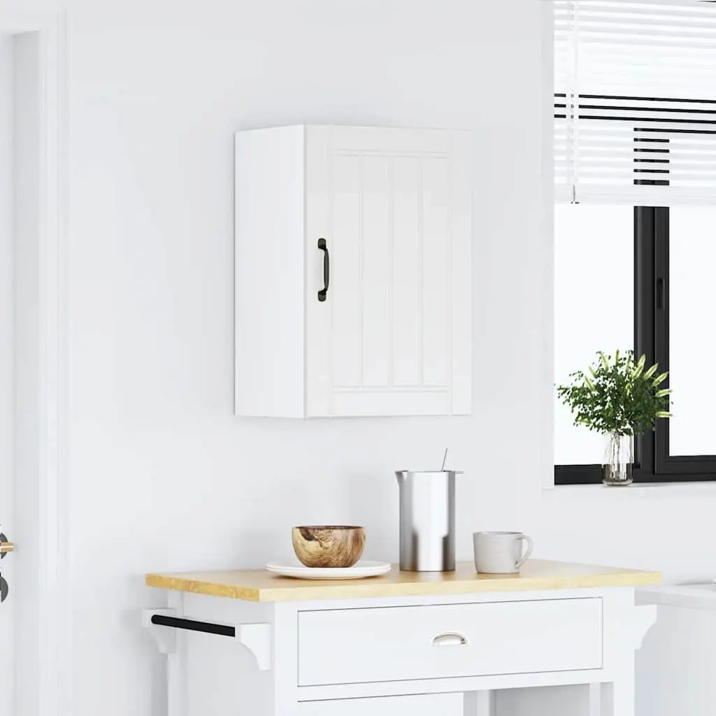 White Engineered Wood Wall Cabinet for Kitchens