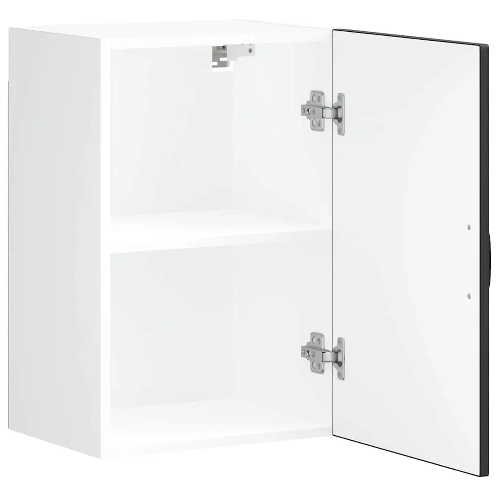 Wall Mounted Kitchen Cabinet Black Engineered Wood with Glass Door Storage Shelves