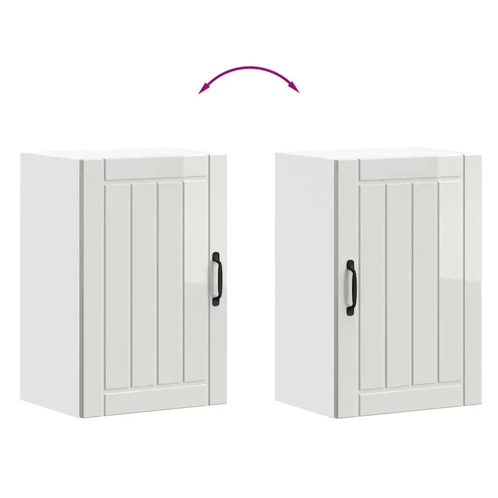 Kitchen Wall Cabinet White Engineered Wood Wall-Mounted Storage Glass Door