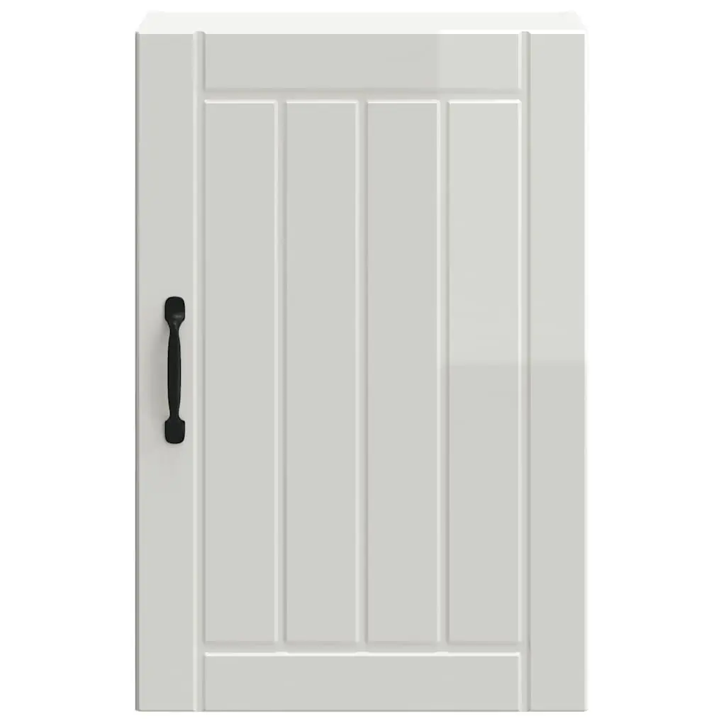 Kitchen Wall Cabinet White Engineered Wood Wall-Mounted Storage Glass Door