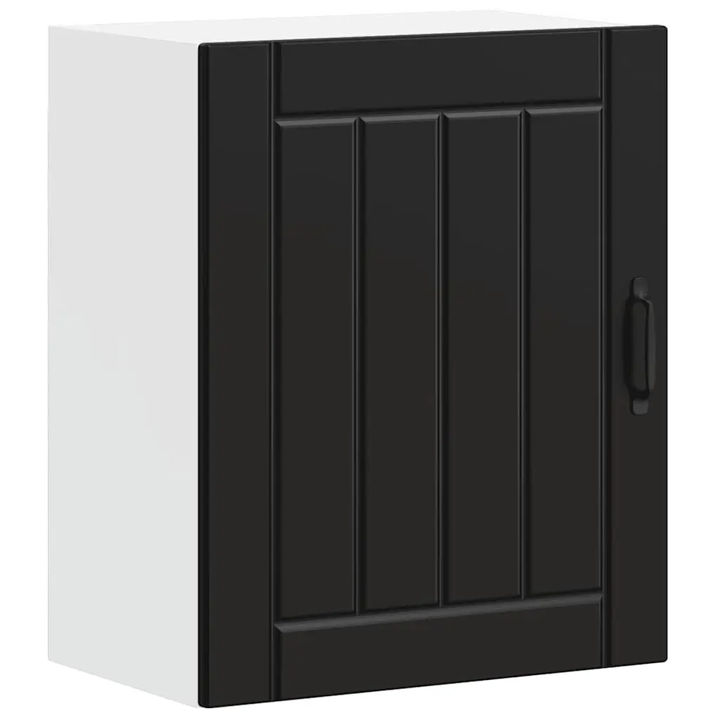 Kitchen Wall Cabinet Black Engineered Wood Glass Door Storage Organiser
