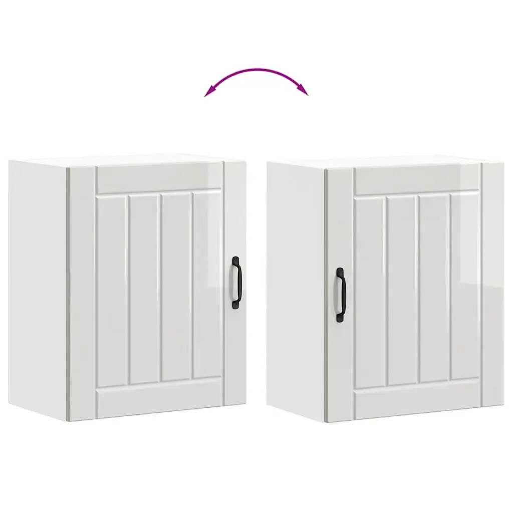 Kitchen Cabinet White Engineered Wood Glass Door Wall Mounted Storage