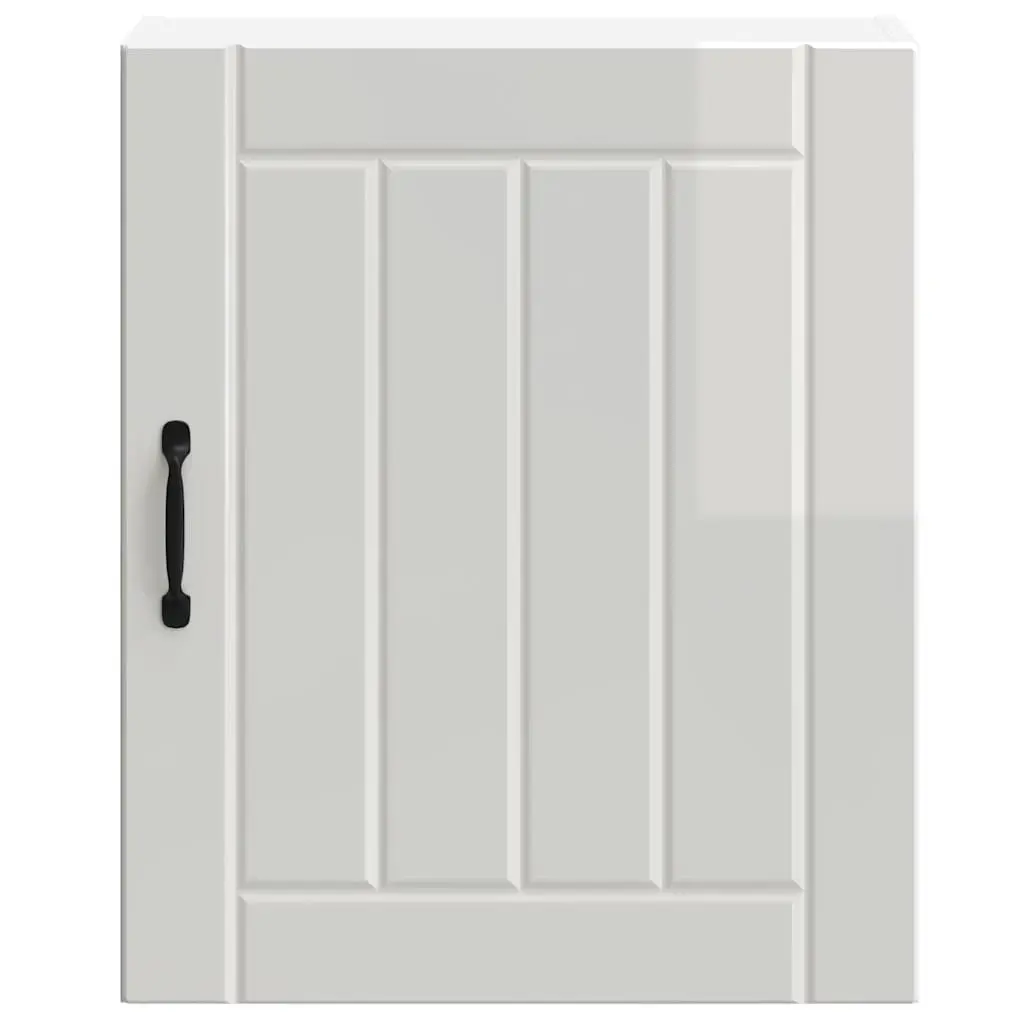 Kitchen Cabinet White Engineered Wood Glass Door Wall Mounted Storage