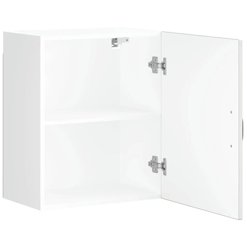 Kitchen Cabinet White Engineered Wood Glass Door Wall Mounted Storage