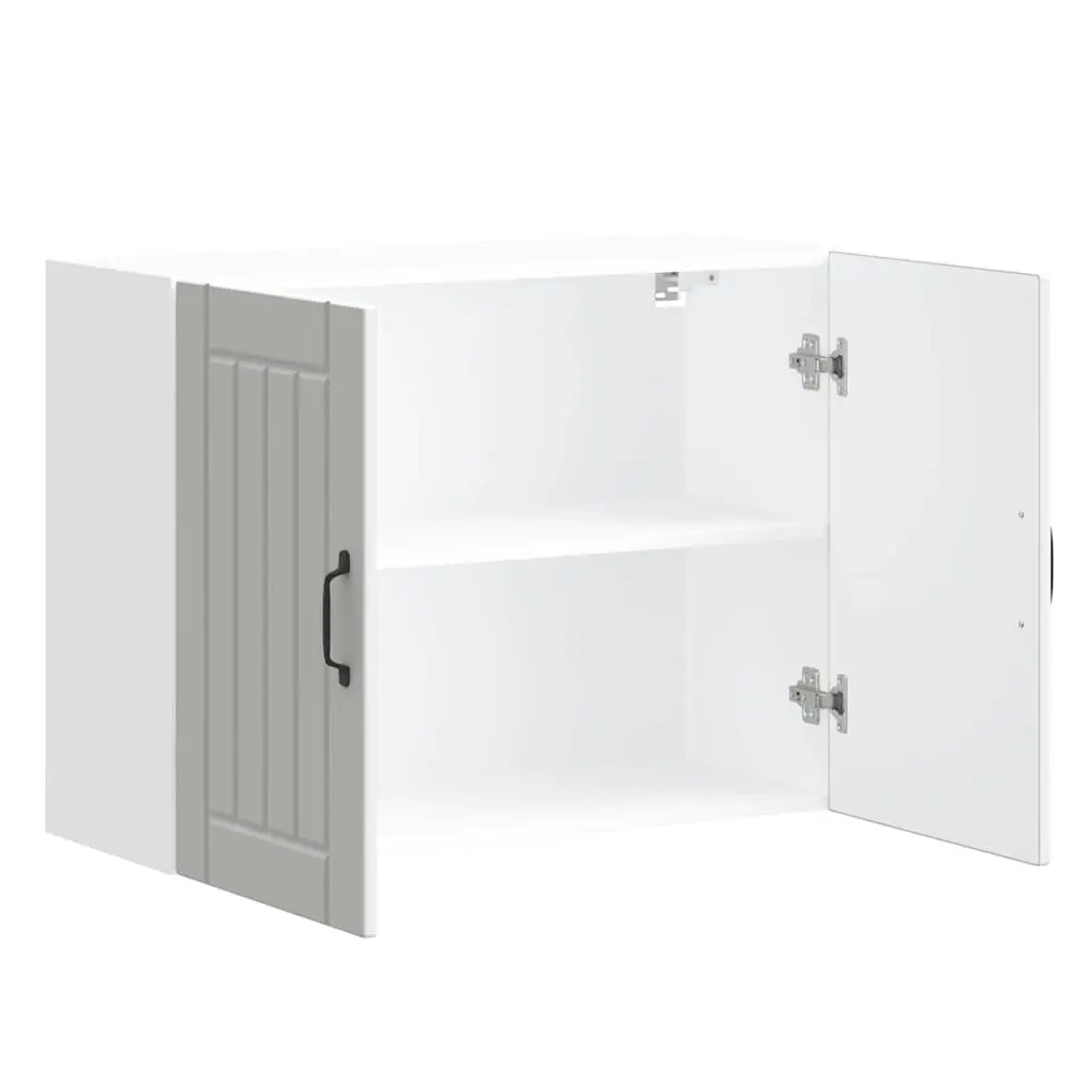 Kitchen Cabinet Engineered Wood Wall-Mounted White Glass Door Storage Organiser