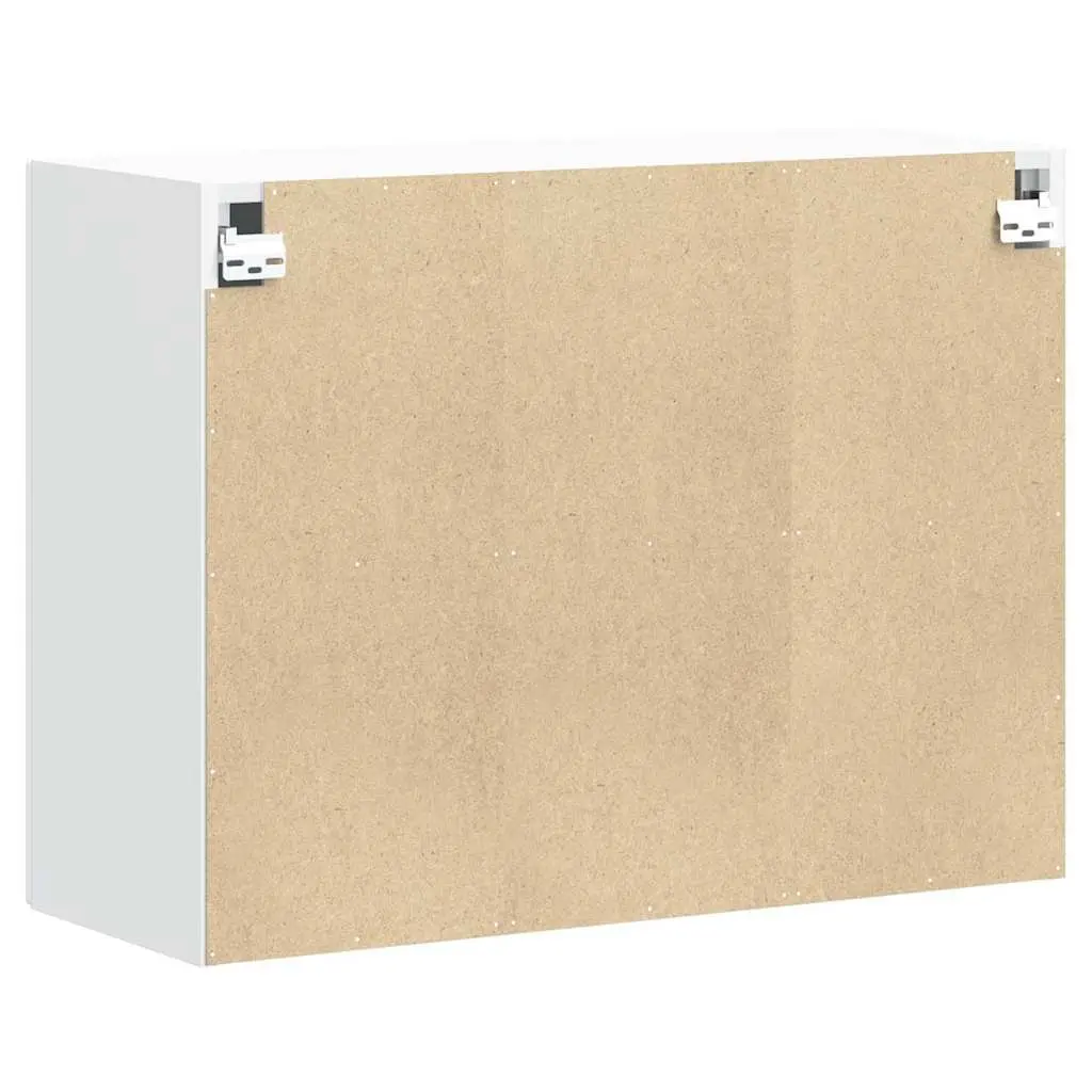 Kitchen Cabinet Engineered Wood Wall-Mounted White Glass Door Storage Organiser