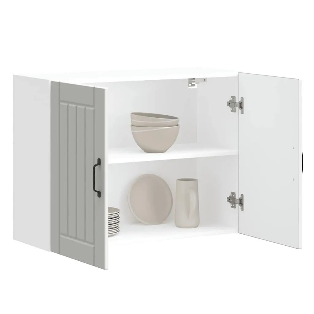 Kitchen Cabinet Engineered Wood Wall-Mounted White Glass Door Storage Organiser