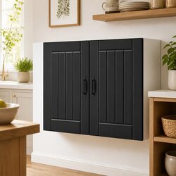 Black Wall-Mounted Cabinet for Kitchen Use
