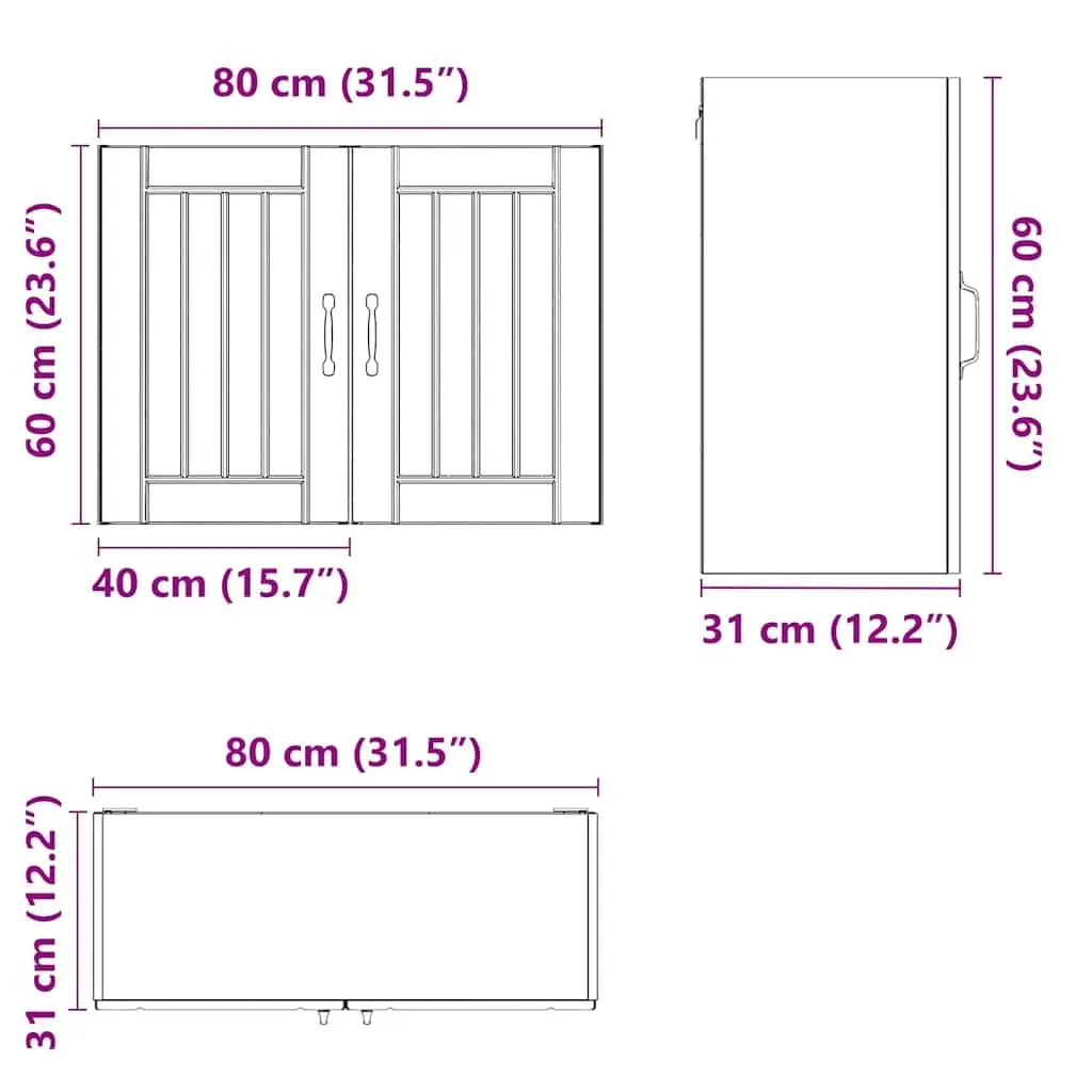 Kitchen Cabinet Engineered Wood Wall-Mounted Black Glass Door