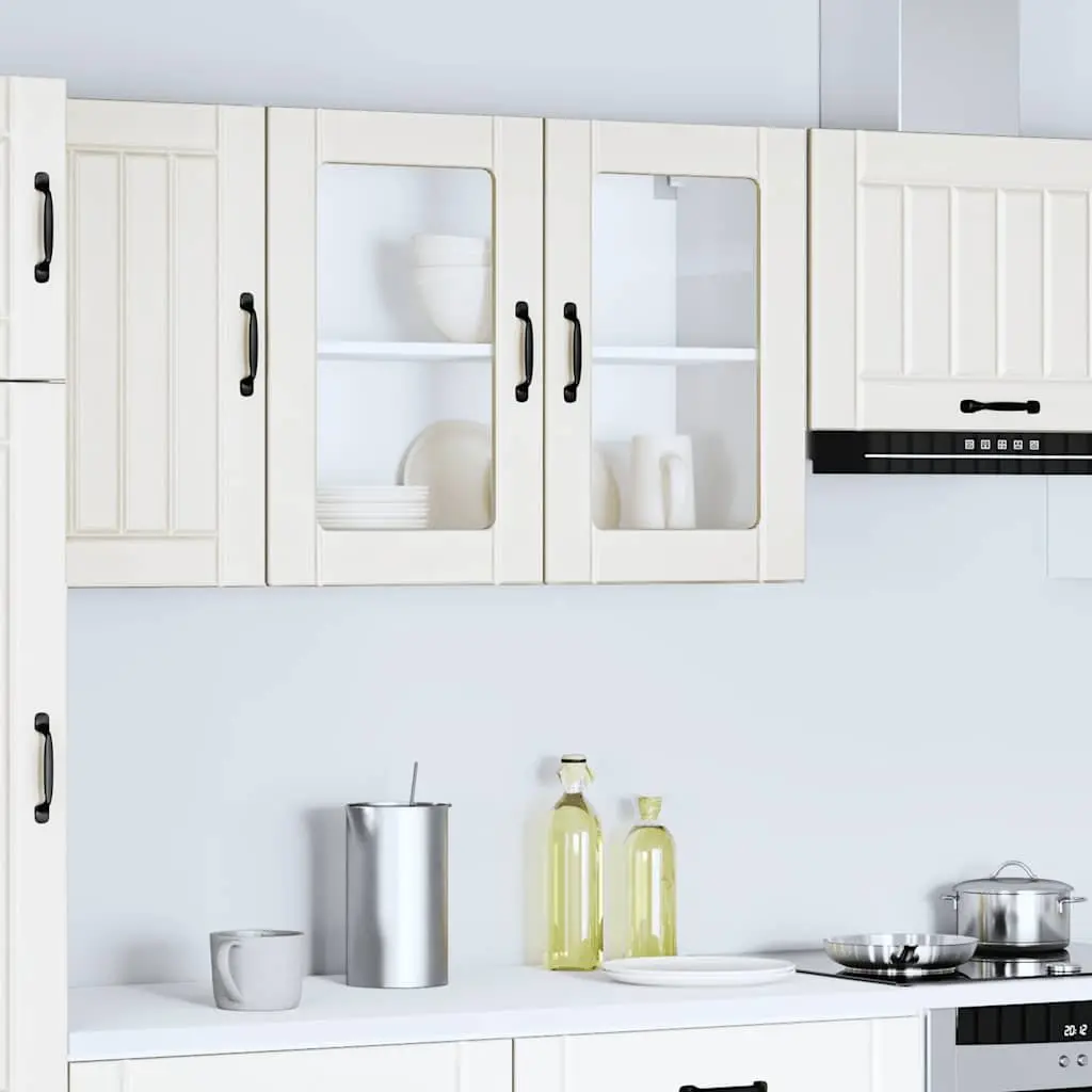 Kitchen Cabinet Engineered Wood Wall-Mounted Glass Door White Storage Organiser