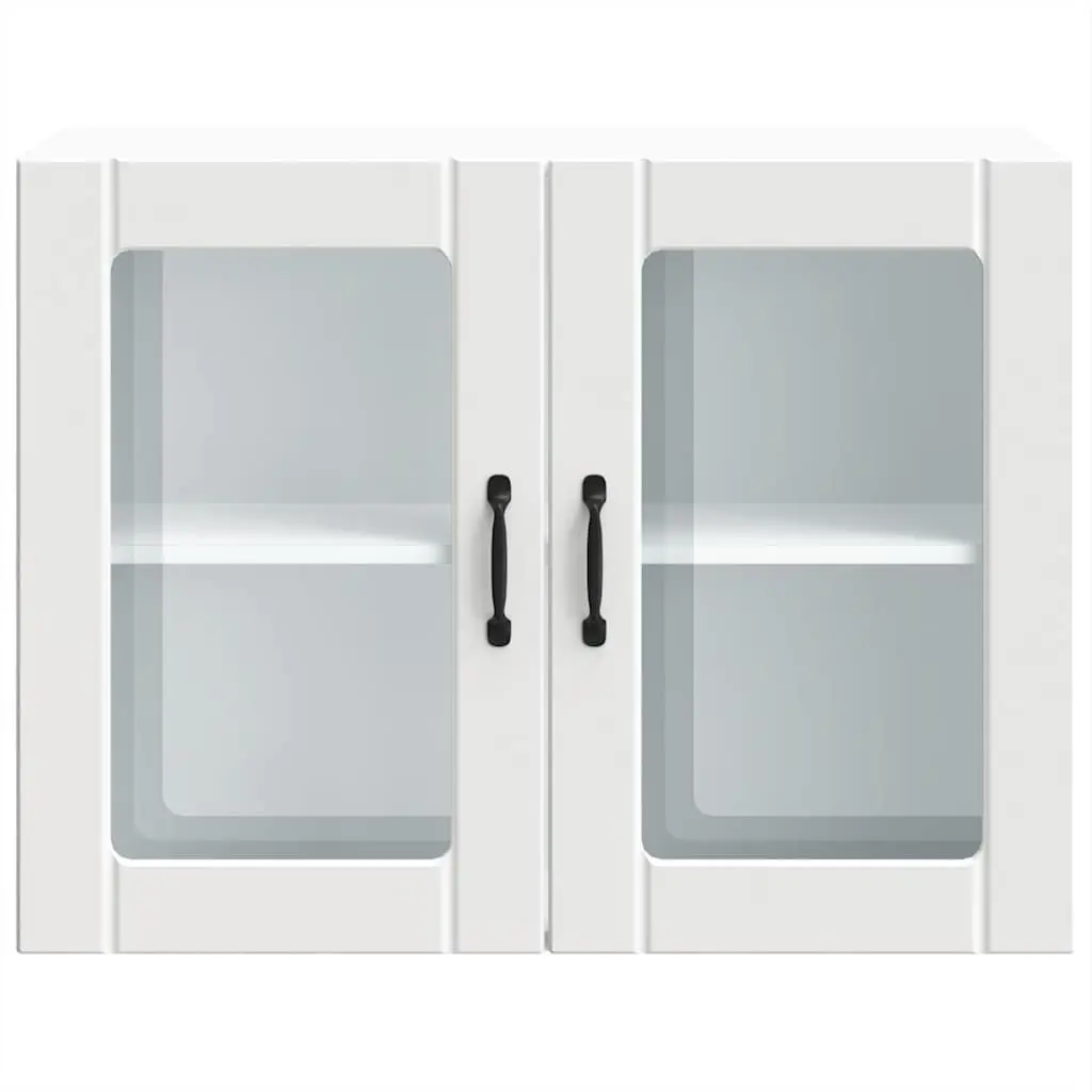 Kitchen Cabinet Engineered Wood Wall-Mounted Glass Door White Storage Organiser