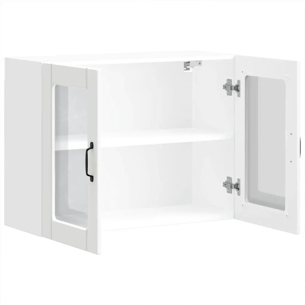 Kitchen Cabinet Engineered Wood Wall-Mounted Glass Door White Storage Organiser