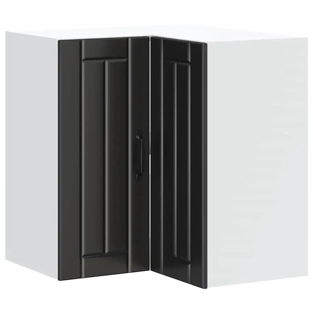 Kitchen Corner Cabinet Engineered Wood Wall-Mounted Black Storage Cupboard