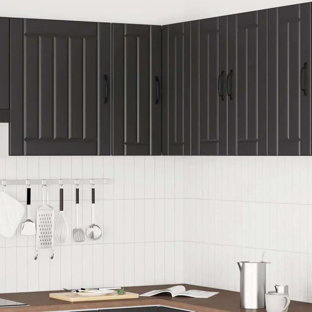 Kitchen Corner Cabinet Engineered Wood Wall-Mounted Black Storage Cupboard
