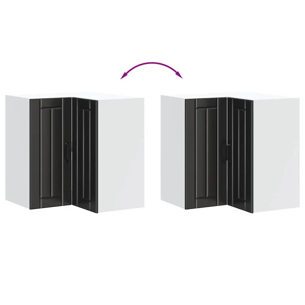 Kitchen Corner Cabinet Engineered Wood Wall-Mounted Black Storage Cupboard