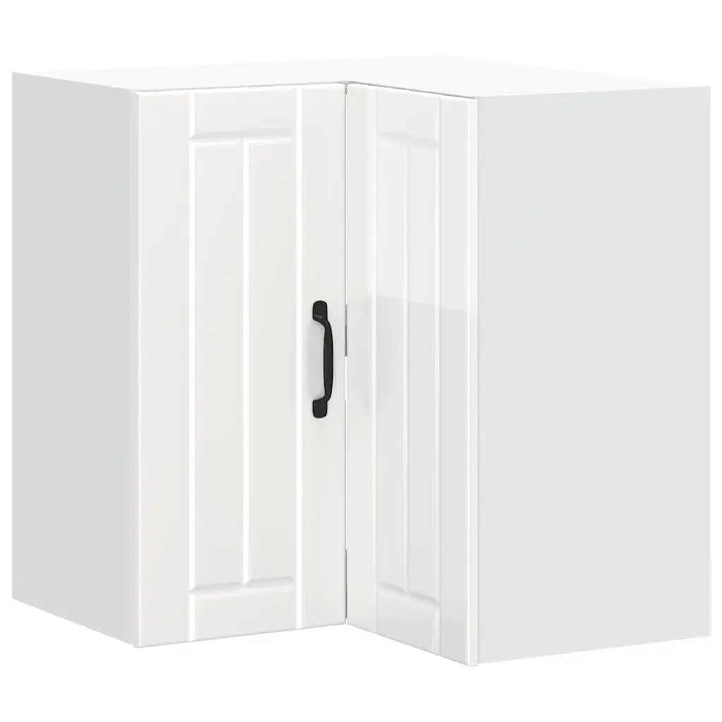 Kitchen Corner Cabinet Engineered Wood Wall-Mounted White High Gloss Storage Cupboard