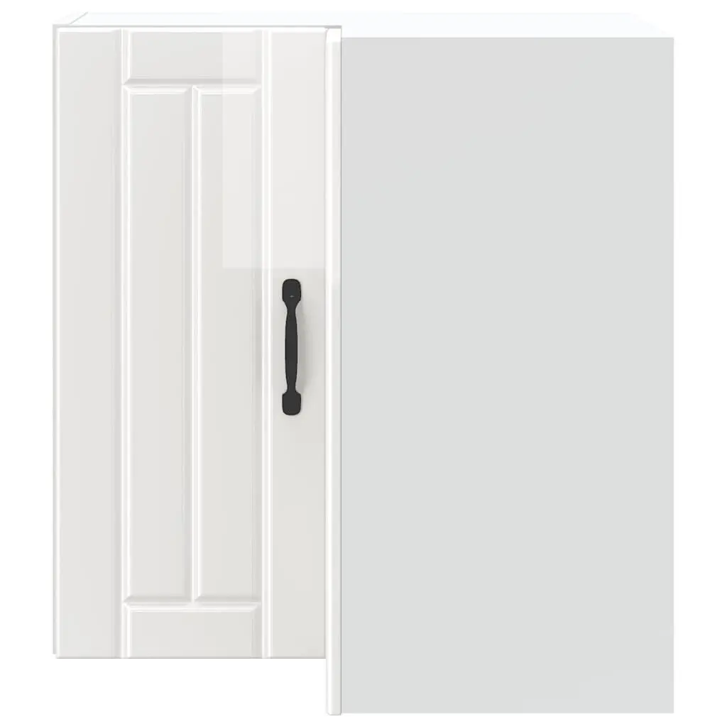 Kitchen Corner Cabinet Engineered Wood Wall-Mounted White High Gloss Storage Cupboard