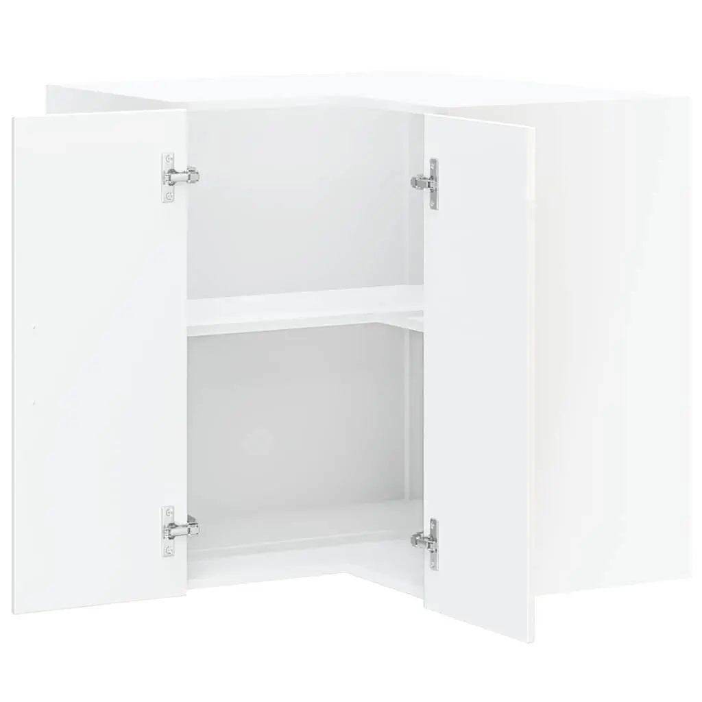 Kitchen Corner Cabinet Engineered Wood Wall-Mounted White High Gloss Storage Cupboard