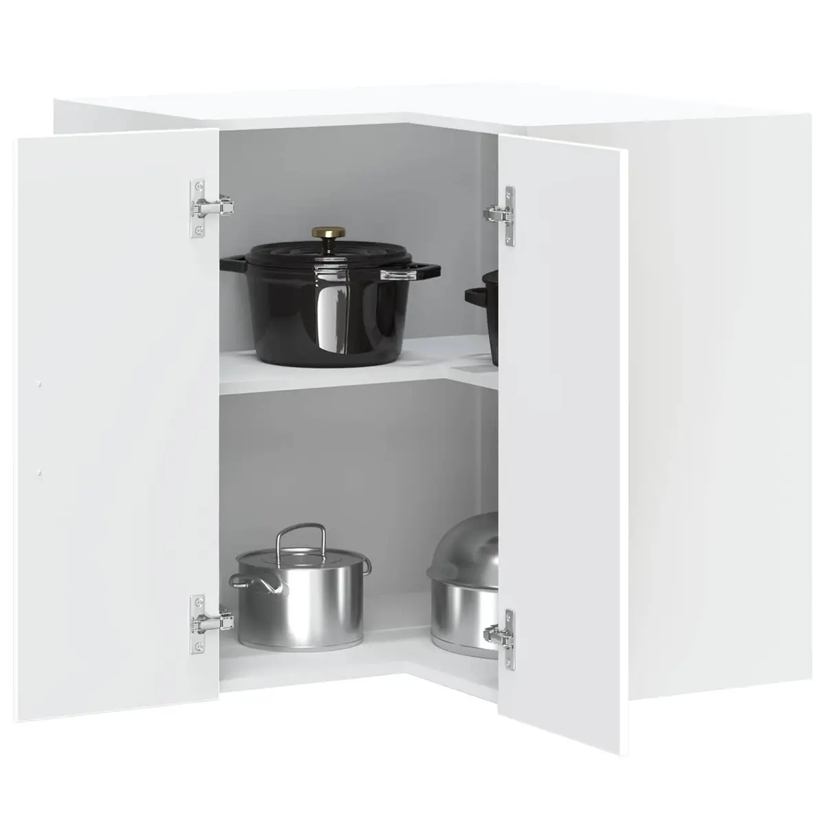 Kitchen Corner Cabinet Engineered Wood Wall-Mounted White High Gloss Storage Cupboard