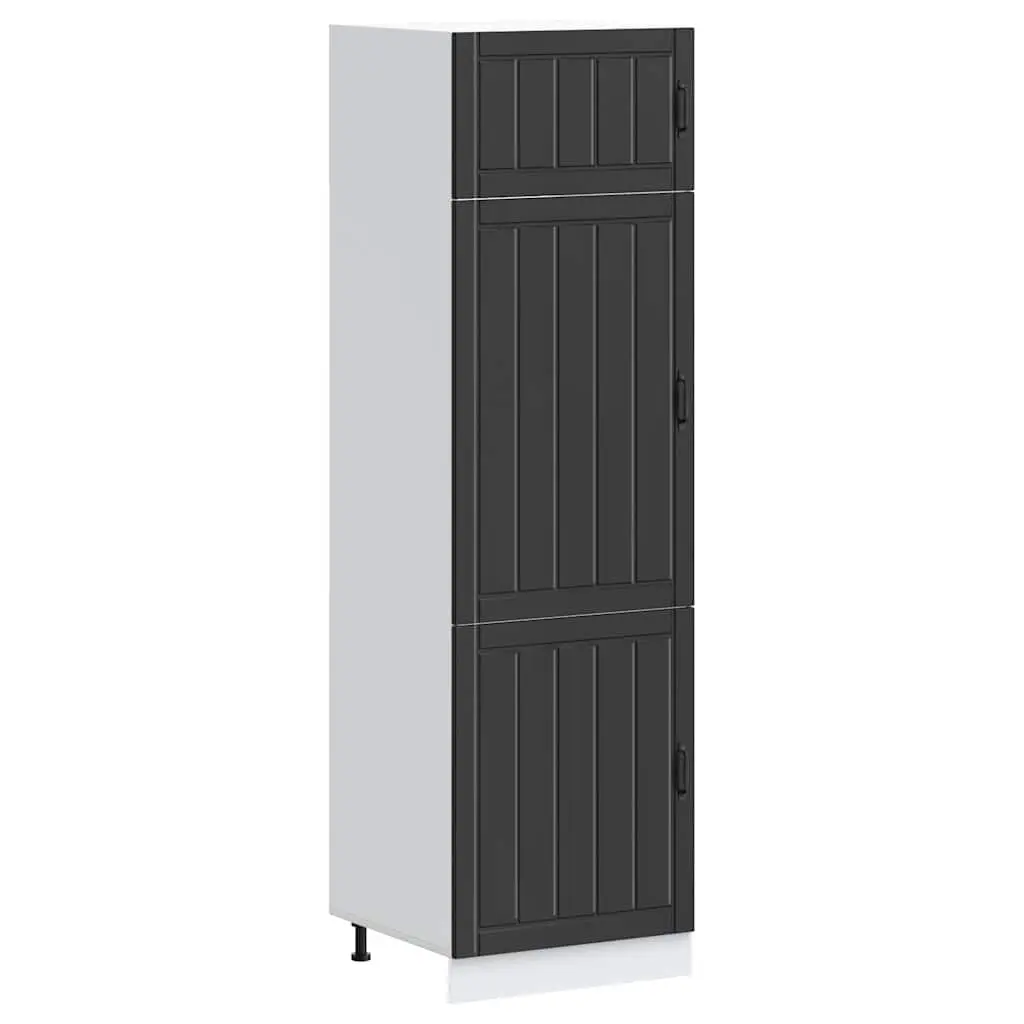 Kitchen Cupboard Engineered Wood Black Storage Cabinet with Adjustable Feet