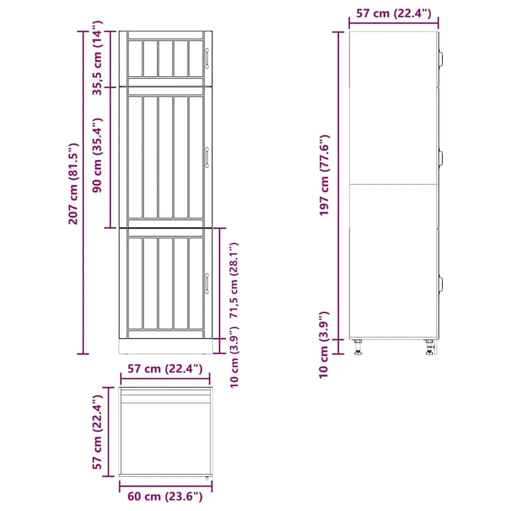 Kitchen Cupboard Engineered Wood Black Storage Cabinet with Adjustable Feet