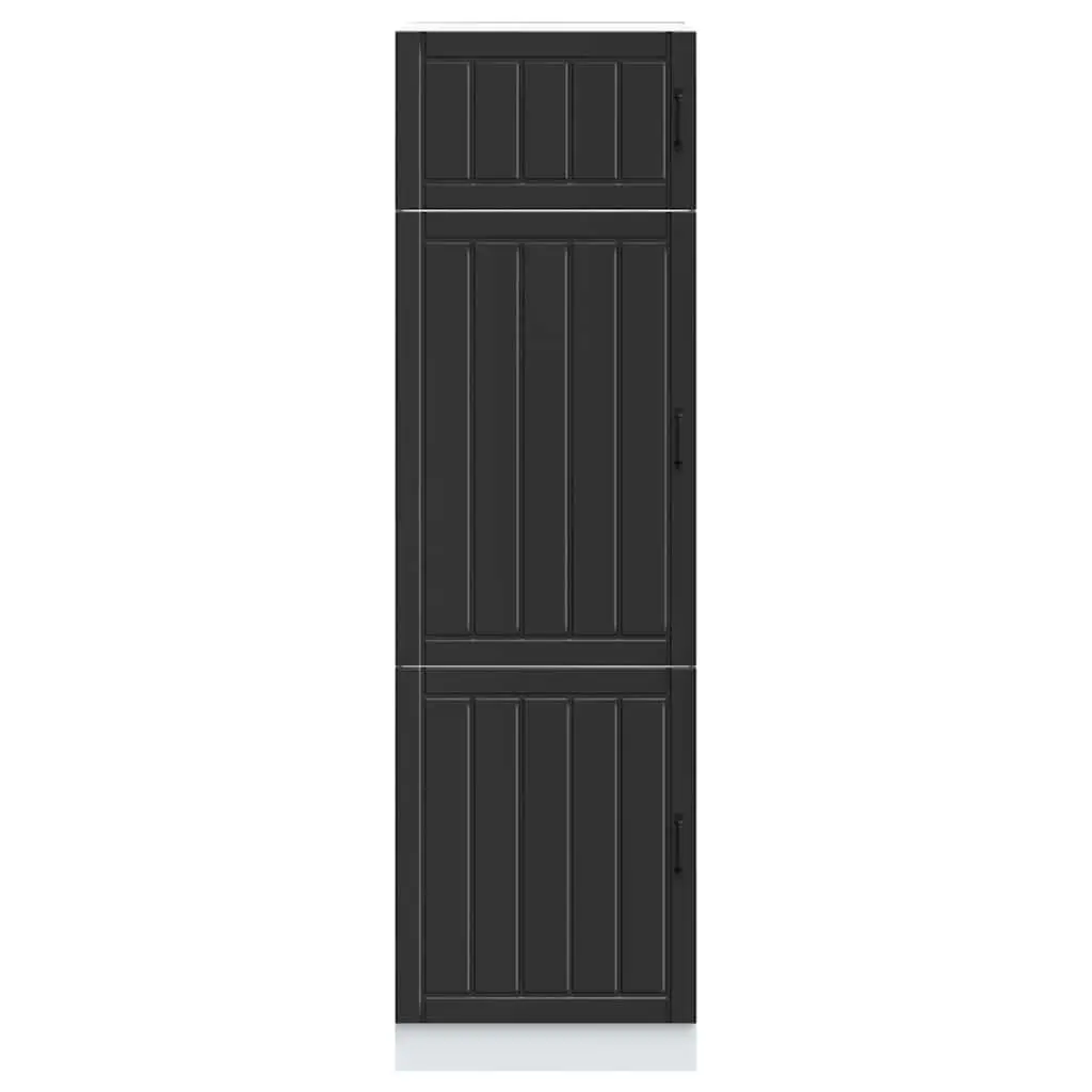 Kitchen Cupboard Engineered Wood Black Storage Cabinet with Adjustable Feet