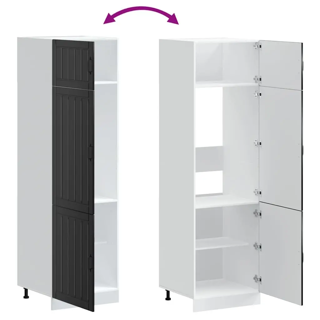 Kitchen Cupboard Engineered Wood Black Storage Cabinet with Adjustable Feet