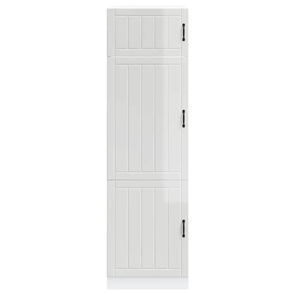 Kitchen Cupboard White High Gloss Storage Cabinet Engineered Wood Doors