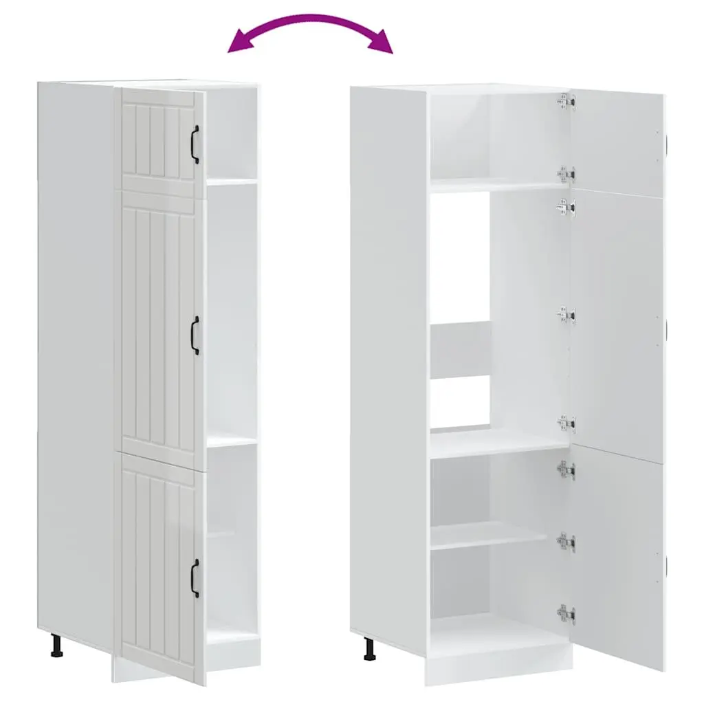 Kitchen Cupboard White High Gloss Storage Cabinet Engineered Wood Doors