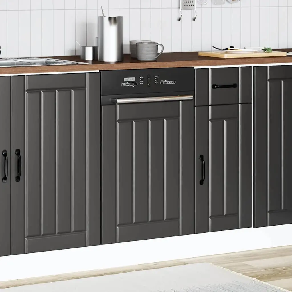 Dishwasher Panel Black Engineered Wood Kitchen Cabinet Front Cover Protection