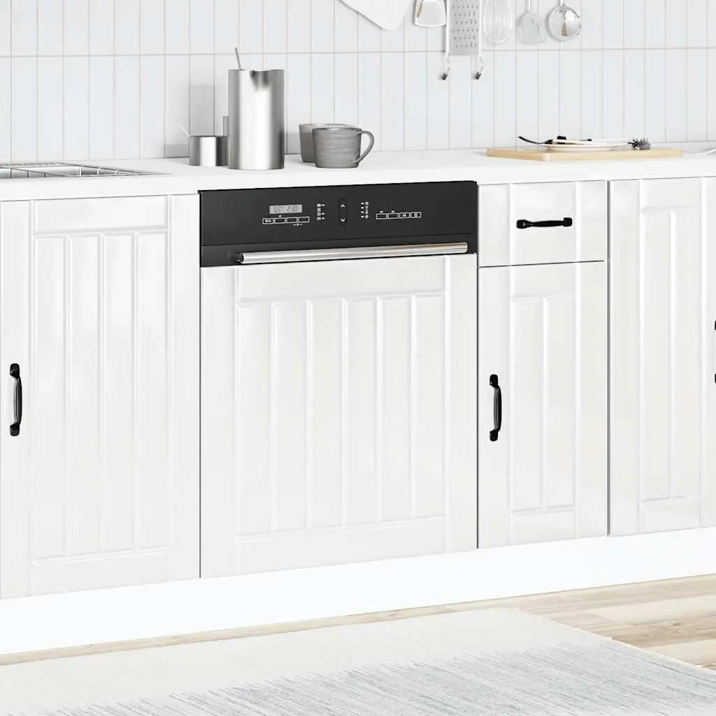 Dishwasher Panel White High Gloss Kitchen Cabinet Front Cover Engineered Wood